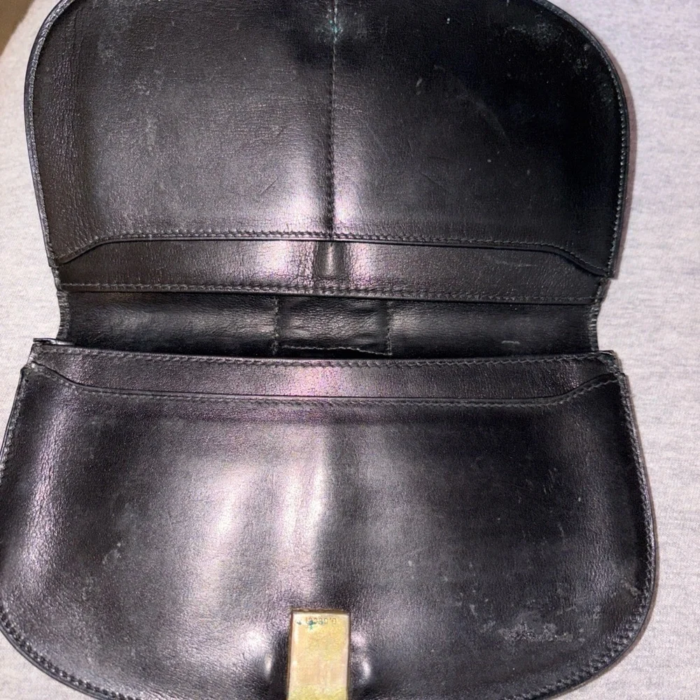 Gucci Sherry Line Horsebit Pouch Navy Leather Vintage Used - Picture 2 of 6